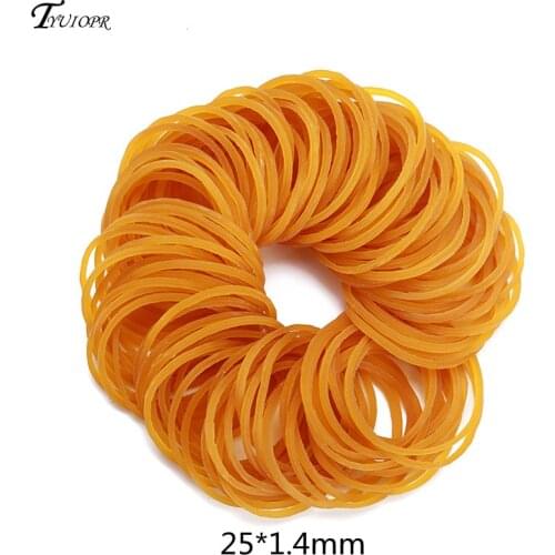 25*1.4mm Yellow Office Rubber Ring Rubber Bands Strong Elastic Hair Band Loop Stationery Holder School Office Supplies