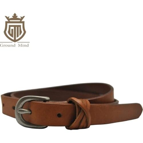 Luxury Women Leather Belts Female Cowhide Strap with Anti-silver Alloy Buckle for Ladys Jeans (Brown)