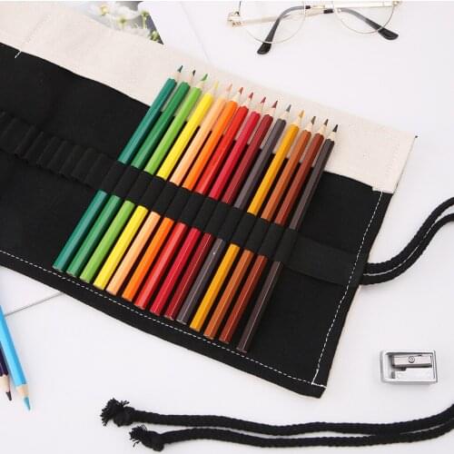 Handmade 12/24/36/48/72 Holes Canvas Roll Up Makeup Pencil Bag Wrap Curtain Pen Case Holder Storage Pouch School Supplies