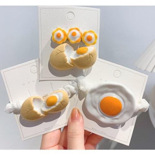 Ins childlike style cute poached egg bb clip hairpin bangs clip girl line red hairpin hair rope hair ring hair accessories