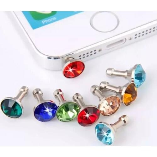 5pcs Bling Diamond Dust Plug charm 3.5mm CellPhone Earphone Plug for iPhone 6 5s Samsung Headphone Jack mobile accessories