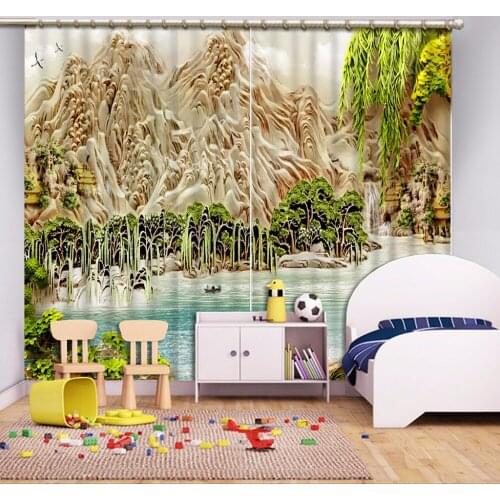 Modern Art landscape Decoration Curtains Beautiful waterfall Window Blackout Curtain The Living room Bedroom Curtains 3D Drapes