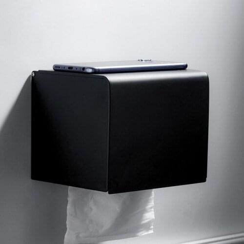 Sus304 Stainless Steel Bathroom Accessories Toilet Roll Apper Holder Wall Waterproof Tissue Box Matte Black Paper Boxes
