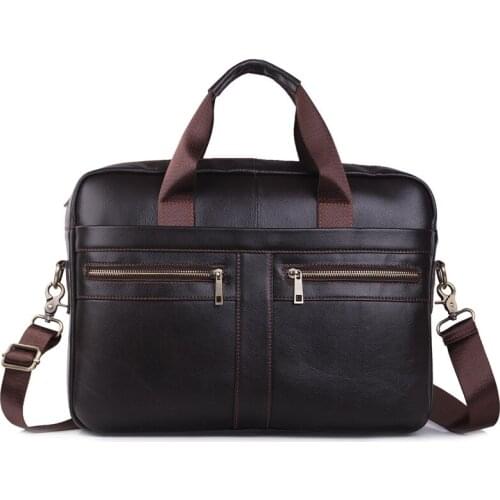 Vintage Genuine Leather Men Laptop Handbag Bussiness Shoulder Bag Solid Crossbody Messenger Travel Bag Portable Male Briefcase