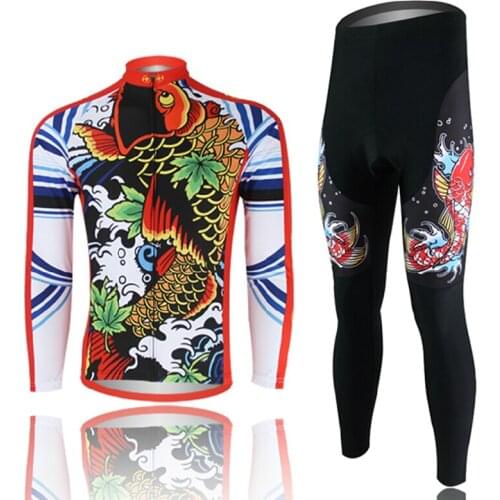 XINTOWN Cycling Jersey Long Sleeve Clothing Breathable Bike Pants Padded Trousers Suit Bike Clothing Ropa Ciclismo Carp