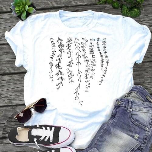 Women 90s Style Plant Cute 2021 Trend Graphic Fashion Cartoon Print Kawaii Regular Female Tops Tees Clothes Tshirt T-Shirt