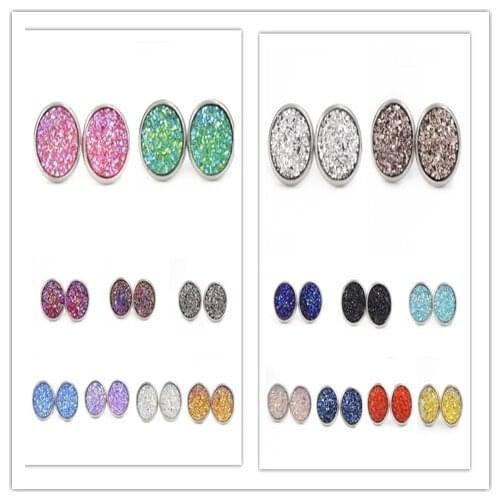 New 50 pairs/lot Druzy Stud Earrings Fashion jewelry 2019 New Rhinestone imitation Earrings for Women Gift