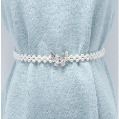 Flower Waist Chain Versatile Waist Belt Pearl Diamond Dress Belt Women Belt Wedding Designer Pearl Female Belt