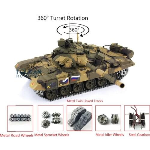 1/16 Heng Long 7.0 Russia T90 Radio Control Tank 3938 360° Turret Metal Tracks W/ Linkages TH17855-SMT4