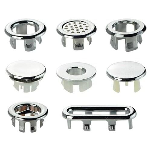 1PC Plastic Bathroom Basin Sink Overflow Ring Silver Insert Sink Accessories Overflow Round Kitchen Drain Cap Cover for Bathroom