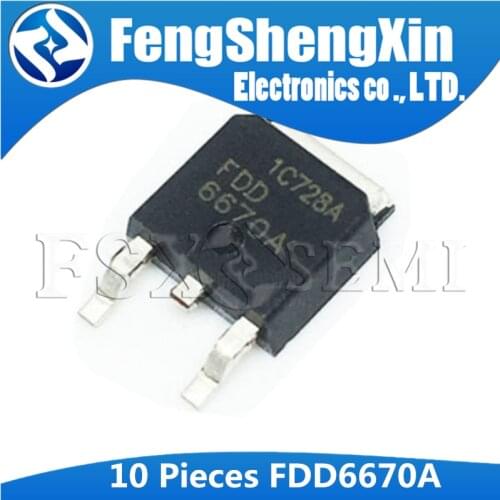 10pcs/lot FDD6670A FDD6670 TO-252 N-Channel, Logic Level, PowerTrench MOSFET