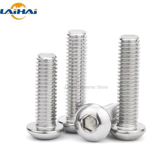 10pcs UNC 10#-24 1/4-20 US Coarse Thread 304 A2-70 stainless steel Allen Hex Hexagon Socket Button Head Round Screw Bolt ISO7380