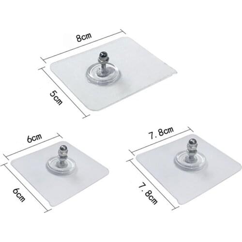 10Pcs Waterproof PVC Strong Adhesive Nails Wall Poster Seamless Wall Hook Durable Transparent Kitchen Bathroom Screw Hook Hanger