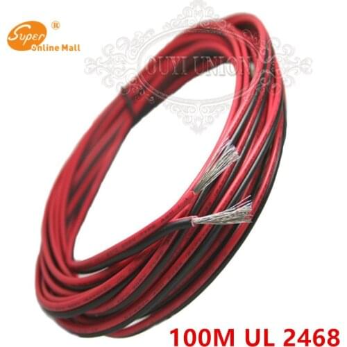 100 Meters Tinned copper 18-28AWG 2 pin Red Black cable, PVC insulated wire Electric cable 17/0.16TS*2 UL2468