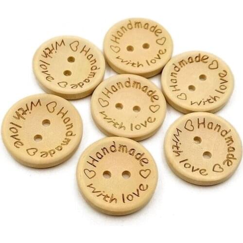 100 Buttons Natural Wood Round Shape With 2 Holes Sewing Stitching Knit Haberdashery - 20mm