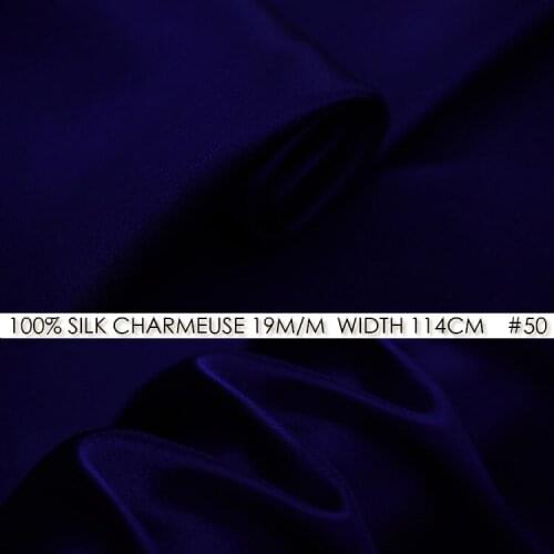 100% SILK CHARMEUSE SATIN 114cm width 19mommes Pure Silk Fabric for Sewing Great Cushion Cover/Party Ribbon-NO 50Dark Royal Blue