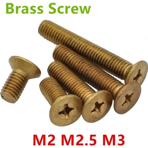 20pcs M2 M2.5 M3 Brass Countersunk Flat Head Phillips Screws/Bolts