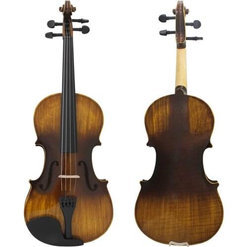 4/4 Solid Wood Acoustic Violin Fiddle With Bow Case Stringed Instrument Retro Bright Violin Beginner Students Musical Gift