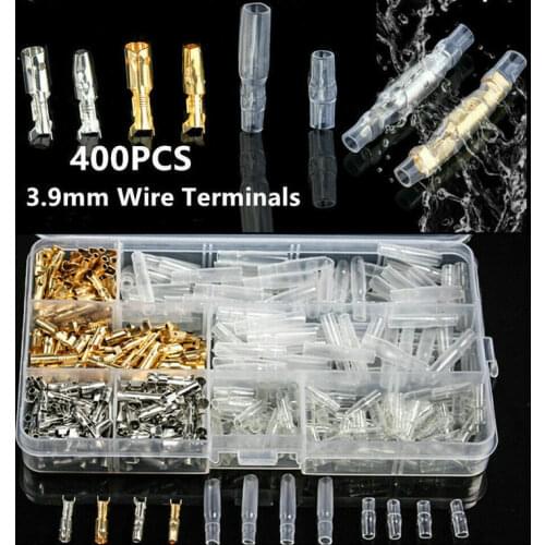 400/240/120Pcs 3.9mm/ Car Auto Motorcycle Bullet Terminal Male Female Wire Bullet Crimp Connectors Terminal +Insulation Sheath