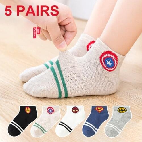 5 Pairs/lot 0 to 11 Y Cotton Childrens Anti-slip Boat Socks For Boys Girl Kid Sock Grips Four Season Mesh Socks For Girls