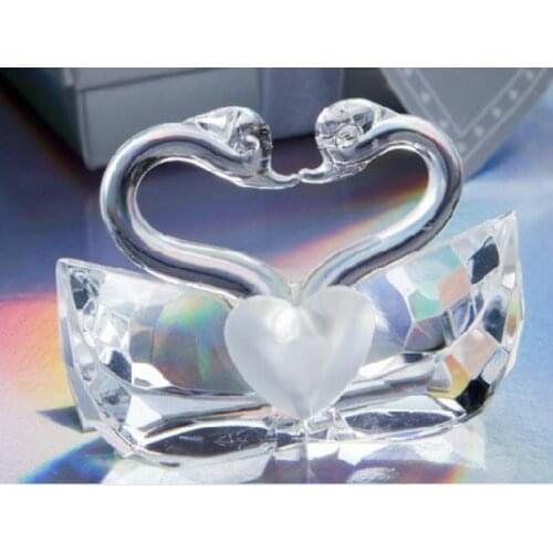 80PCS Crystal Heart Love Kissing Swans Wedding Crystal Swans Figurines Bridal Shower Party Favors SN578