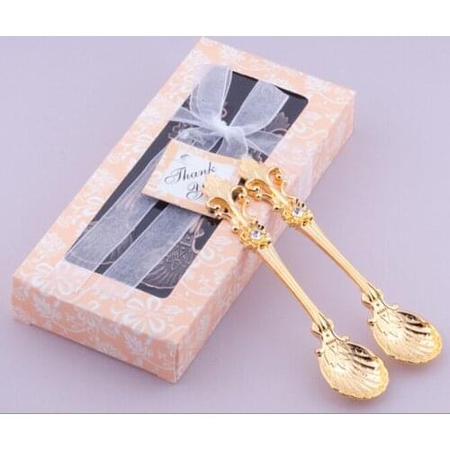 Free shipping Fashion royal wind spoon vintage gold coffee spoon ice cream spoon wedding gifts favors