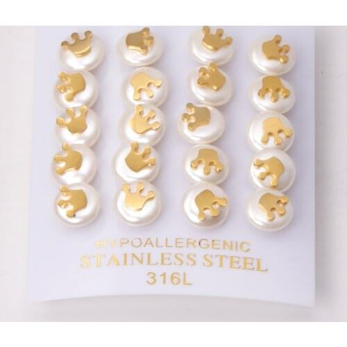 10 Pairs 316L Stainless Steel Anti-allergy Earrings Gold Silver Color Women/Men Punk Ear Stud for Gift Jewelry Accessories