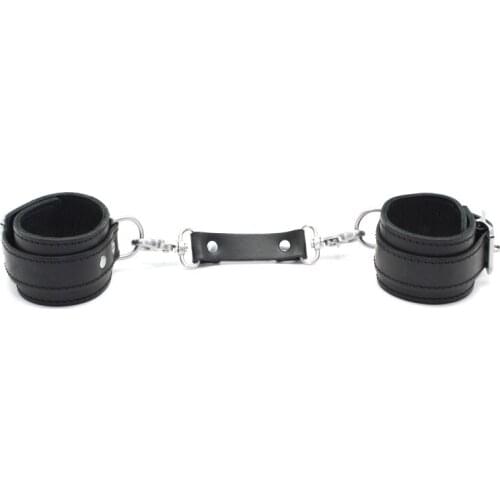 Metal Chain Buckle Handcuffs and Ankle Cuffs Restraint Set Sexy Adjustable Bondage Genuine Leather Wrist Sex Toys For Couples