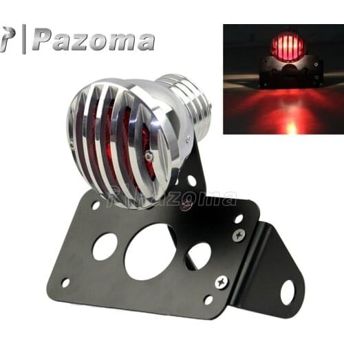 Motorcycle 3/4" Sliver 12V Tail Brake Light Custom License Plate Bracket Side Mount for Bobber Chopper Harley