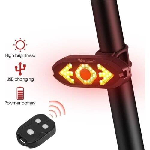 MTB Bike Turn Signal Light Smart Remote Control Direction Indicator LED Rear Light With Horn USBRecharged Lamp Cycling Taillight