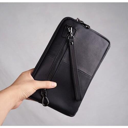 Casual Clutch Bag Men Genuine Leather Business Mens Bag Large Capacity Wallet Clutch Male Credit Card Holder