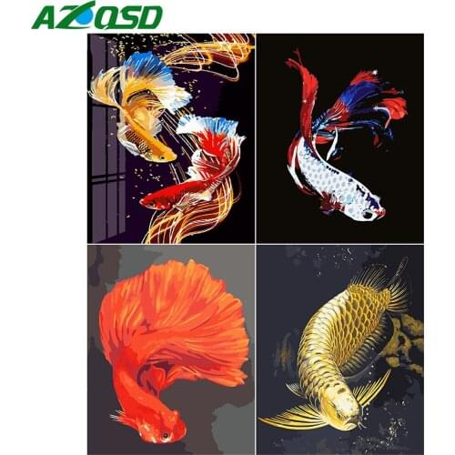AZQSD Paint By Numbers Fish Handpainted Painting Art Decor For Home Pictures By Numbers Animal Abstract Art Handmade Gift