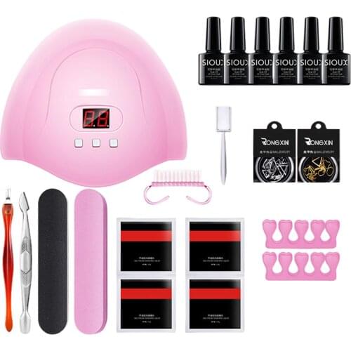 Women Nail Art DIY Manicure Tool Kits Cuticle Nipper for Starters Beginners Nail lamp Nail drill Machine Tools Set