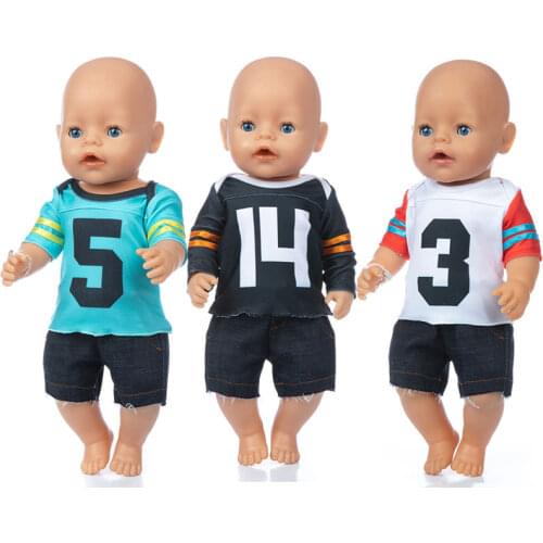 2020 new Football suit set Fit For 43cm Baby Re-born Doll 17 Inch Doll Clothes