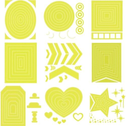 2021 New Frame Nesting Layered Metal Cutting Dies For Making Round Rectangle Hexagon Triangle Album Card Scrapbooking No Stamps