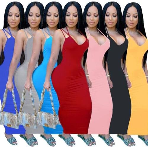 New Women Solid Plus Size Sexy Hollow Out Spaghetti Strap Strapless Long Bodycon Dress