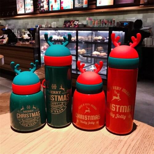 New Christmas gift Mug Cute 300ml Stainless Steel thermos flasks vacuum bottle Vacuum Flasks Thermos Straw Sport thermos bottle