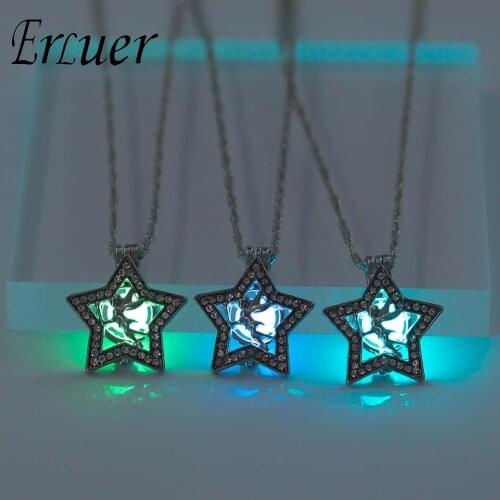 ERLUER Europe luminous star necklace girl fashion 3 sliver colors long nacklaces women necklace design jewelry for woman