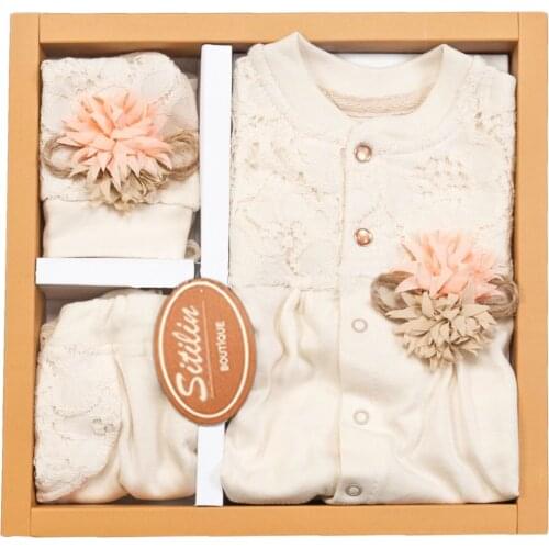 Authentic Baby Girl French lace 5 Piece Hospital Output Bay Soap Newborn Set Luxury 100 Cotton High Quality