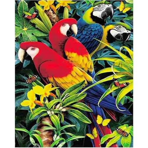 Full 5D Diy Diamond Painting Cross Stitch "Parrot" 3D Diamond Embroidery Rhinestone Decor Paintings