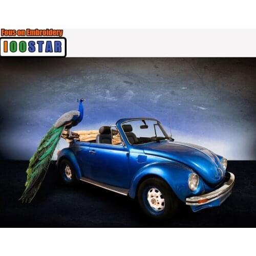 Full Round Diamond painting scenery Full Square Diamond embroidery Cross stitch car DIY 3D Diamond mosaic peacock