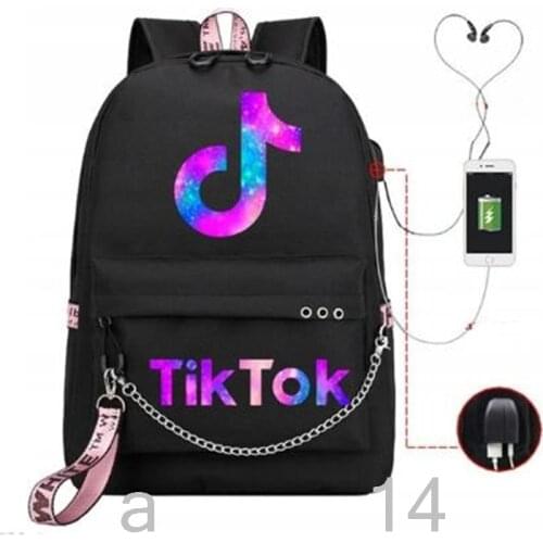 Hot TIK TOK Backpack Women SchoolBag Travel Backpack USB Charging Backpack With Headphones Hole Student Bag