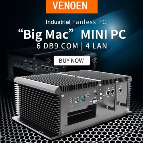 VENOEN 7th Gen processor mini pc Intel Core i7 7920HQ with 4Lan support POE HD VGA DP RS232/485 win10pro Linux with SIM slot