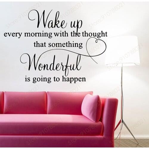 Wake Up Every Morning Quotes Wall Decals Vinyl Interior Home Decor Room Bedroom Wall Stickers Decoration Design Words Mural S336