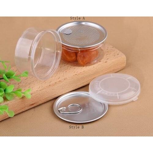 Clear Plastic Jar PET with Metal Lid Airtight Tin Can Pull Ring Concentrate Container Food Herb Storage 100ML SN229