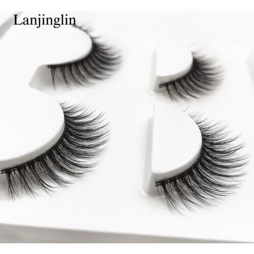 New 3 pairs mink eyelashes cross natural false eyelashes makeup 3d mink lashes eyelash extension handmade full strip lashes