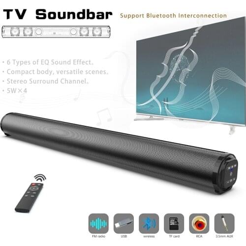 20W TV Sound Bar Subwoofer Music Player Wired and Wireless Bluetooth Home Surround SoundBar for PC Theater TV Speaker BS10