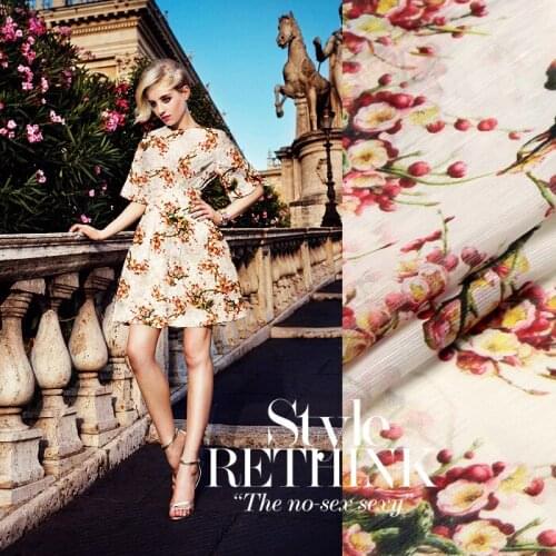 140cm wide 13.5mm floral silk linen fabric for summer shirt dress a little transparent and hard fabric