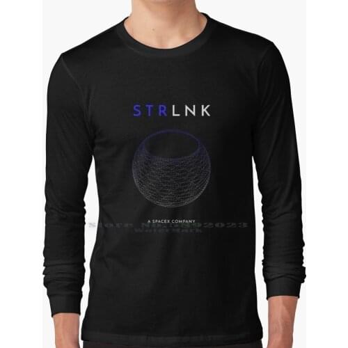 Spacex Starlink Graphic Design Long Sleeve T Shirt 100% Pure Cotton Big Size Spacex Space X Starlink Star Link Crew Dragon