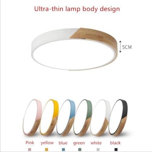 New Ultra thin LED Ceiling Light Lamp Surface Mount lamp For For Living room Nordic Wood Lamp For Kids Room Light Fixtures